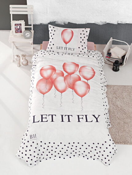Beauty Home Σετ σεντόνια μονά Fly Art 6110 165x240 Εκρού,Ροζ
